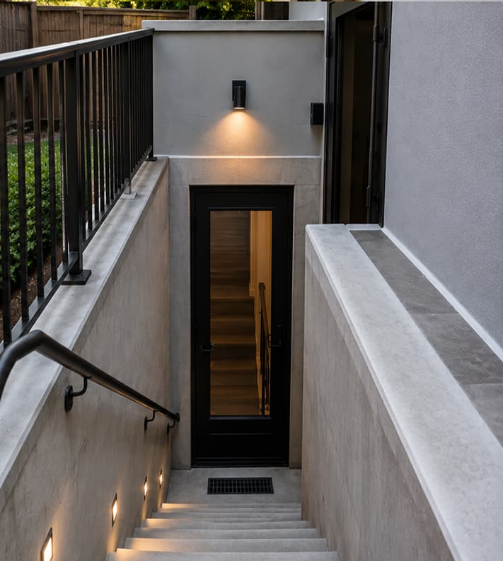 After: Side Entrance & Below-Grade Stairs